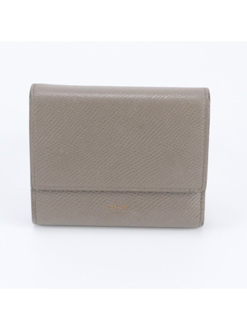 Celine Leather Trifold Wallet Compact Gray Triomphe